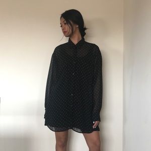 American Apparel Chiffon Polka Dot Button Up